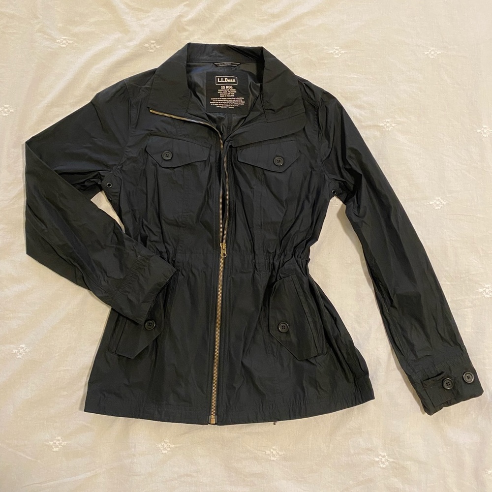 LL Bean Black Rain Jacket XS